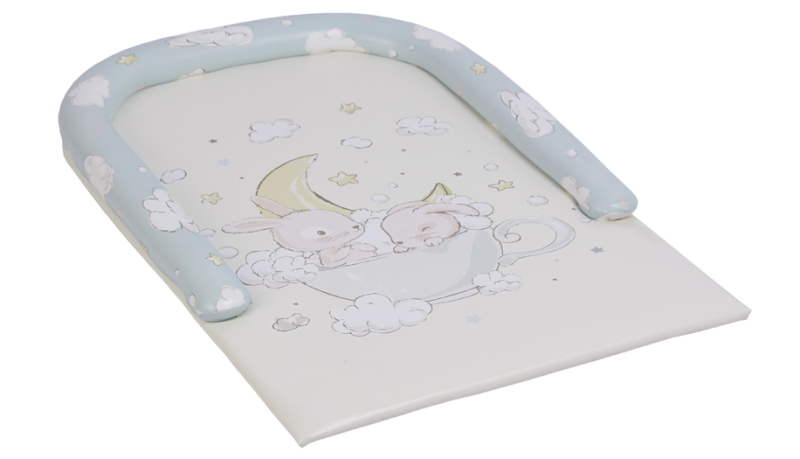 Доска пеленальная Polini kids Зайки на облачках с бортиками, для детских кроватей (Белый)