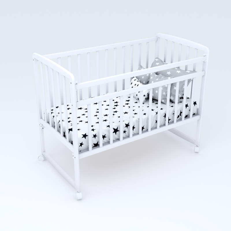 Кроватка МИШКА Колесо-качалка (Белый)