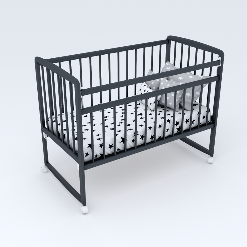 Кроватка ЗАЙКА Колесо-качалка (Серый)