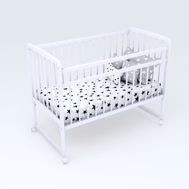 Кроватка ЗАЙКА Колесо-качалка (Белый)